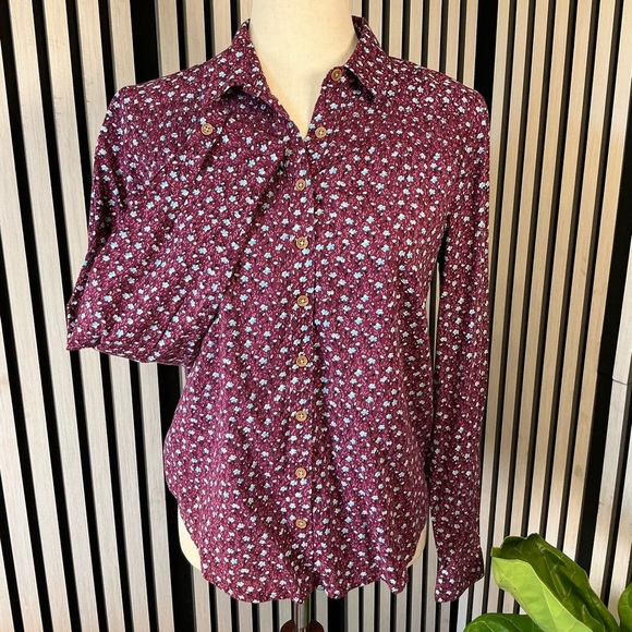 Anthropologie MAEVE Purple Floral Button-Down Shirt SZ 2 - Picture 1 of 6